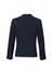 A women's short jacket in navy, featuring a reverse lapel and a tailored fit, with buttons on the sleeves.