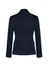 A navy blue mid-length women's jacket with a two-button design and fitted silhouette. It features a logo.