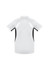 A grey women's short sleeve tee with black side panels and a logo.