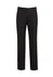 Men's flat front pants in black with a logo. Designed for comfort and style, perfect for casual or formal wear.