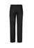 A pair of men's flat front pants in dark grey, featuring a smooth back design and two rear pockets.