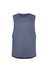 A sleeveless tee in a blue-grey colour with a black hem and a logo. Ideal for casual wear.