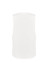A sleeveless tee in white, featuring a simple design and a logo on the back.