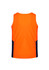 An orange and navy singlet with a sleeveless design, featuring a logo on the back.