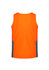A hi-vis singlet in orange with grey side panels, featuring a logo on the back.