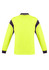 A long sleeve polo shirt in high visibility yellow with navy blue accents and a logo on the chest.