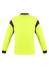 A long sleeve polo in hi-vis yellow with black accents and a collar. It features a logo on the front.