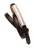 A women's slimline belt in black leather with a silver metallic accent, featuring a simple and elegant design.