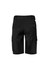 Men's dress shorts in black, featuring pockets and a regular fit. The back view displays a clean, tailored design.