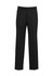 Classic black pleat pants with a tailored fit, featuring a waistband and a logo. Suitable for formal occasions.