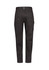 Men's summer cargo pants in black with side pockets and a waistband label.