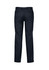 A pair of men's classic flat pants in dark grey, featuring a waistband and two back pockets.