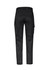 A pair of black men's stretch cargo pants featuring side pockets and a simple logo on the back.