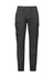 Men's cuffed work pants in dark grey, featuring side pockets and a sleek design. Includes a logo.