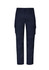 Men's cargo pants in navy blue with multiple pockets and a fitted design. Features branding on the side.