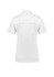 A white short sleeve jacket features a stand collar and a button closure, designed for women in chefwear.