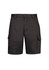Men's summer cargo shorts in black, featuring side pockets and a button closure. Includes a logo.