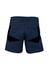 Men's rugged short shorts in navy, featuring two back pockets with a contrasting design and a logo.