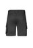 A pair of grey men's cargo shorts featuring multiple pockets and a stretchy fit. The view shows the back of the shorts.