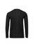 A black women's long sleeve performance tee featuring a simple design and a logo on the back.