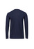 A navy long sleeve tee with a simple design and a logo on the back.