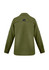 A women's outdoor long sleeve shirt in olive green, featuring button-up design and a logo on the back.