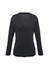 A charcoal grey women's Milano cardigan featuring a v-neck and buttons down the front. It has a logo on the label.