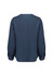 A navy long sleeve blouse with a smooth fabric and button details on the sleeves, featuring a simple back design.