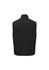 A unisex reversible fleece vest in black, featuring a simple design and a logo on the back.