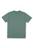 A green men's short sleeve tee featuring a plain design and a logo on the back.