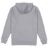 A grey hoodie with a hood and long sleeves, featuring a plain back and fitted cuffs.