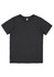 A dark grey short sleeve tee with a classic crew neck design and a logo on the label.