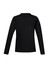 A black long sleeve polo shirt featuring a back view and a logo.