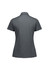 A dark grey women's short sleeve polo, featuring a classic collar and a simple design. It has a logo on the back.
