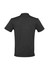 A black short sleeve polo shirt with a collar, featuring a logo on the back.