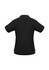 A black women's short sleeve polo shirt with contrasting details and a logo on the chest.