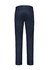 A pair of navy stretch chino pants featuring a plain back design with pockets. There is a logo on the waistband.