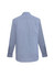 A blue long sleeve button-up shirt with a collar and buttoned cuffs, featuring a subtle pattern.