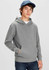A grey hoodie with a front pocket, worn by a young person. The person is also wearing a blue cap.