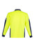 A long-sleeve polo in hi-vis yellow with navy accents and reflective detailing. Includes a logo on the front.