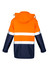 Hi-vis ultralite waterproof jacket in orange and navy with reflective stripes. Features a hood and is designed for workwear.