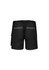 Men's rugged black shorts featuring stretch fabric, pockets, and a logo on the back. Ideal for workwear.