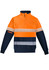 Men's hi-vis pullover featuring an orange upper and navy lower with hoop-taped reflective stripes and a zip.