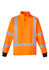 A unisex hi-vis orange jumper featuring grey reflective stripes and a zip collar. Includes a logo on the garment.