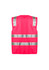 A unisex hi-vis zip vest in bright pink with reflective silver stripes and a logo. Suitable for workwear.