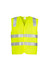 A unisex hi-vis vest in bright yellow, featuring reflective stripes and a simple design. Includes a logo.