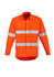 An orange hi-vis open front shirt featuring hoop tape with long sleeves and two chest pockets.