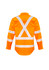 A men's long sleeve shirt in bright orange with reflective X-back taping and a logo.