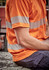 A men's short-sleeve hi-vis orange cotton tee with segmented reflective tape on the sleeves, featuring a relaxed fit.