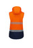 A women's 2-in-1 stretch softshell jacket in orange and navy, featuring a hood and reflective stripes.